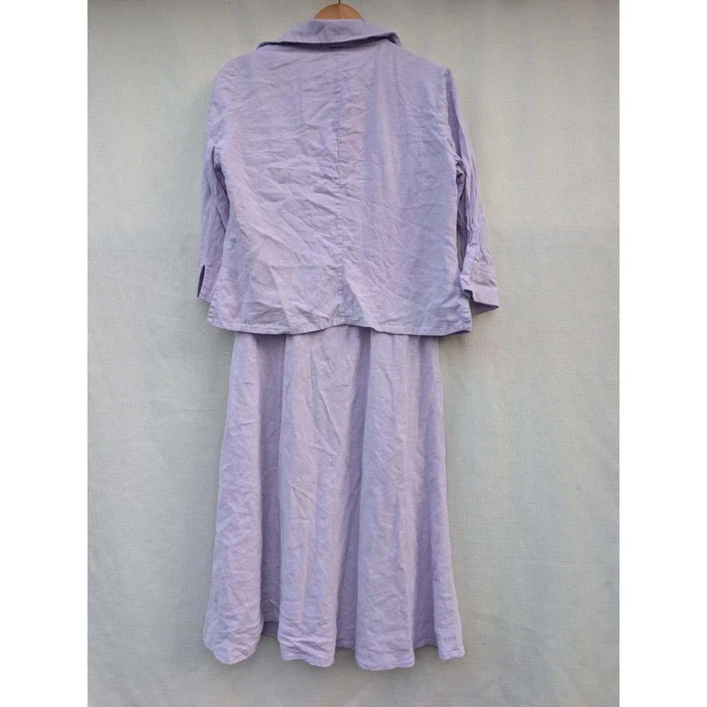 Chadwicks Vintage 90s Dress Set Womens 10P Lilac Linen Coastal Grandmother